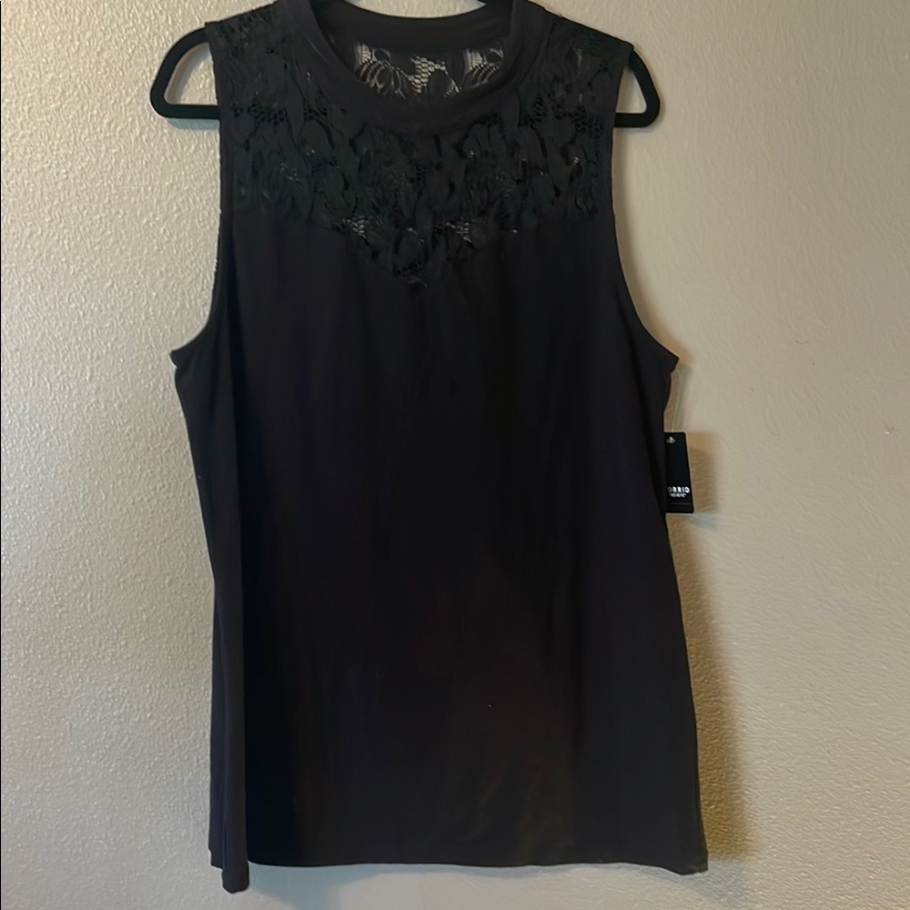 Torrid Black Sleeveless Top with Lace Detail